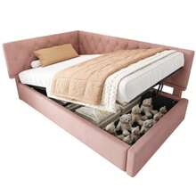 Bed Frames - Pink + Velvet + 90cm*190cm - View 5