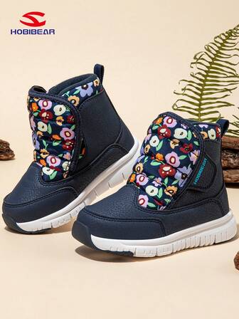 HOBIBEAR 1 par de botas de nieve para niños, botas para niños y niñas unisex con , botas planas para exteriores, con forro cálido, adecuadas para el invierno