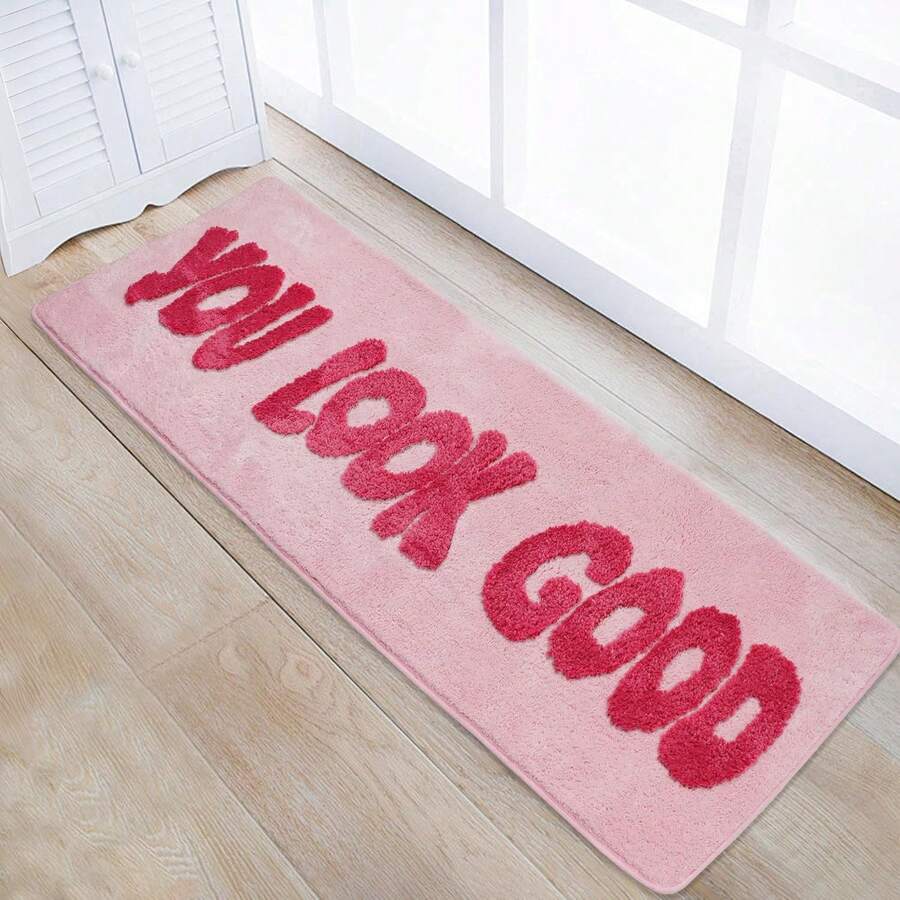 You Look Good Area Rugs - Hot Pink Soft Plush Super Absorbent Non-Slip Backing Machine Washable 100% Polyester Bathroom Mat, Vibrant Decor For Modern Bathrooms - Pink - View 1