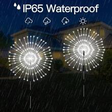 2pcs Solar Firework Lights Outdoor Waterproof Christmas Garden Wedding Decor, Auto On/Off Fairy String Solar Powered Landscape Lighti - White - View 3
