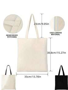 1pc Customized Name Canvas Tote Bag, Personalized Handbag, Can Customize Name Or Text, Foldable, Large Capacity Lightweight, Fashion Versatile, Women's Book Bag/College Backpack - Multicolor - View 7