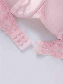 3pcs Minimalist Sexy Solid Color Lace Patchwork Spaghetti Strap Bras For Women - Multicolor - View 6