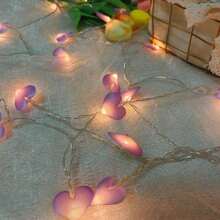 1pc 10/20/40/80 LED 1.5m/3m/6m/10m Fabric Heart Shaped String Lights, Suitable For Valentine's Day, Proposal, Wedding Decoration, Room, Bedroom, Living Room, Party, Holiday Decoration, Birthday, Gift Decoration [No Battery Included] - Fabric Heart - View 7