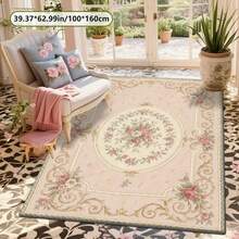 1件复古优雅粉色花卉地毯，可作房间装饰地毯、家居装饰地毯、沙发垫、卧室装饰地毯、小型地毯、现代创意时尚地毯、客厅地毯、客厅小地毯、卧室地毯、户外地毯、可水洗地毯、送给男孩女孩的礼物、感恩节地毯，柔软且可机洗，适用于客厅、办公室、咖啡厅和阳台装饰 - 彩色 - 查看 8