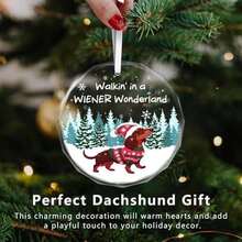 Christmas Ornaments 2025, Dachshund Christmas Decorations Weiner Dog Decor Dachshund Gifts For Women Glass Christmas Dachshund Ornament With Box - As Pic - View 5