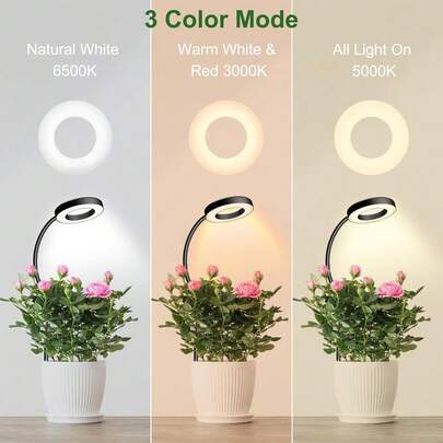 1 Set USB Powered Plant Growth Light, Round Plate 3-Color Plant Supplementary Lighting, Timing Adjustable Spectrum Switch, Potted Plant Grow Light For Home Use