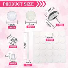 TOAOB 300pcs Sublimation Blanks Stud 10mm Stainless Steel Set With Blanks Bezel Trays Sublimation Glass Cabochons Setting Earring Backs And Stickers For DIY Jewelry Findings,10mm - 10mm - Xem 3