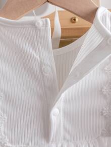 2pcs Baby Girls' Spring/Autumn Long Sleeve Cute Bow Mesh Princess Dress Romper And Headband Set - White - View 4