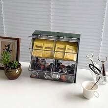Soporte grande para capsulas de cafe verde con tapa accesorios de barra de cafe de plastico organizador de almacenamiento para crema tazas K bolsas de te bolsa de azucar pajita - Verde - Ver 2