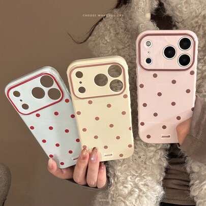 Minimalist Polka Dot Fashion Phone Case KAIWD Ins-Style Colorblock Polka Dot Simple 16/17 Pro Max/15/14/13 Soft Phone Case Creative Geometric Korean Style Niche Ins Style Spring Gift