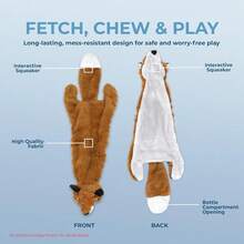 Best Pet Supplies 2-In-1 Stuffless Squeaky Dog Toys With Soft, Durable Fabric For Small, Medium, And Large Pets, No Stuffing For Indoor Play, Holds A Plastic Bottle - Fox, Medium,Medium,Brown/Fox - 棕色/福克斯 - 查看 4