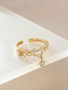 星形戒指適合女孩,可調節 - 金黃色 - 查看 4