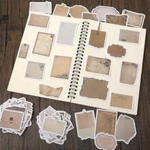 JIEYAO 80 Pcs Vintage Scrapbook Paper Stickers, Retro Label Stickers For ScrapbooFKing, Aged Writing Paper Stickers Aesthetic Junk Journal Supplies Aesthetic Stickers In Brown Tones For DIY Crafts,Brown - Brown - View 3