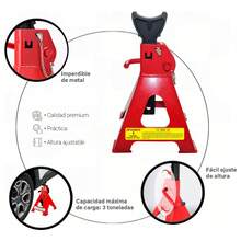 Torre Auto 2 Piezas 3 Toneladas Doble Se guro Altura 29-42 Cm - Rojo - Ver 6