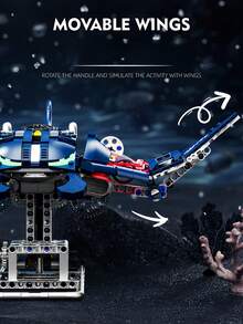 687pcs Mechanical Shark Building Blocks Set - Full Articulation, Interactive Linkage System, With LED Lights | Advanced Assembly Toy Suitable For Teens And Adults - Multicolor - View 7