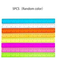 1pc/5pcs/12pcs/25pcs Random Color 30cm Plastic Ruler, Advertising Ruler With Straight Edge, Dual Bevel, Dual Scale, Clear And Vivid Markings