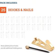 Picture Hang Solutions Plaster Picture Hangers 30 lbs - Picture Hanging Nails - Picture Hanging Hooks 25 Pack - latín - Ver 5