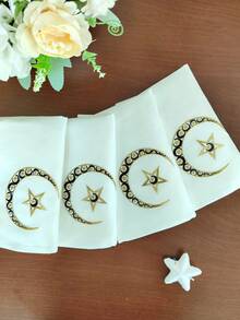 1/2/4条装 100% 涤纶精美刺绣餐巾，适用于家居、节日装饰、派对、婚礼、餐厅、厨房、餐桌、书桌、茶几、梳妆台、客厅、卧室、室内外、野餐等场合。 - 藏蓝色 - 查看 7