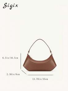 Casual Daily Baguette Bag, Minimalist Design Shoulder/Underarm Handbag For Women, Niche High-End Feel - Brown - View 2