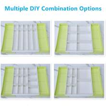 XZGB Silverware Drawer Organizer DIY Customize Expandable Utensil Tray For Kitchen Upgraded Flatware Cutlery Holders Adjustable Plastic Tableware Storage For Spatula Spoons Forks Knives Green - 綠色 - 查看 5