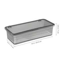XZGB Flatware Tray With Lid And Drainer Plastic Cutlery Tray For Spoons Forks Knives Chopsticks Silverware Drawer Organizer Dustproof Kitchen Utensil Storage Container - màu đen - Xem 2