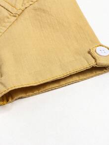 男童夏季纯棉梭织柔软休闲简约圆领口袋短袖衬衫 - 薑色 - 查看 6