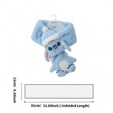 Miniso 雪国系列 史迪奇造型毛绒围巾 - 柔软长毛材质雪人帽装饰保暖围巾，适合秋冬季通勤和户外防寒（1 件装） - 彩色 - 查看 6