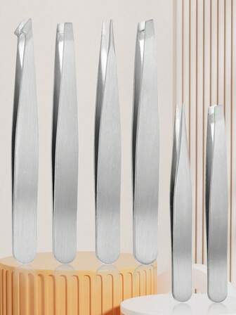 Stainless Steel Tweezers For Plucking Hairs - Flat Tip, Angled Tip, Pointed Tip, Multi-Functional Household Stainless Steel Eyebrow Tweezers