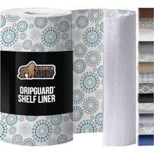 Gorilla Grip Slip Resistant Drawer and Shelf Liner, Non Adhesive Water Resistant, Easy Clean and Trim, Smooth Surface Liners for Kitchen Cabinet, Shelves, Drawers, Pantry, 12 IN x 10 FT,(30An x 610L cm Spiral Gray Turquoise White) - Multicolor - Ver 1