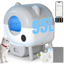 DEVOKO Automatic Self-Cleaning Cat Litter Box XXL Model Odor-Neutralizing Automatic Cat Litter Box With Waste Bags 95+15 Liter Capacity - White - View 1