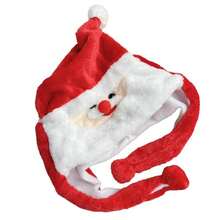 Red White Santa Hat Decorative Plush Fur Ball Santa Claus Face Design Christmas Hat For Adults Teens And Kids - Burgundy - View 6