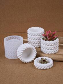 1PC 1/2/3/4 Floors Hemp Rope Candle Cup Silicone Mold, DIY Round Succulent Flower Pot Cement Gypsum Resin Clay Craft Storage Box Mold, Home Decor,Room Decor - Silicone Mold - View 8