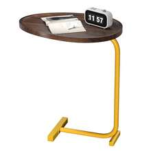 Small Side End Table, Oval Desktop Tea Table, C-Shaped Sofa Couch Coffee Dinner Table For Snack Drink TV Tray - Gold - View 1