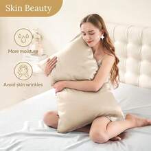 INFIIXSO Mulberry Silk Pillow Case FKing Size, Silk Pillowcase With Hidden Zipper 20\X36\, Extraordinary Smooth And Soft Pillow Cases For Hair And Skin(Beige, 1 Pack),FKing(20inchX36inch),Beige - 米色 - 查看 4