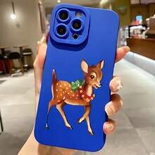 2026 nueva funda de teléfono esmerilada, funda de teléfono con estampado de ciervo y lazo navideño para  17 15 Pro Max  17 14 Pro  17 13  Galaxy S23 S22 S21 funda protectora para teléfono regalo de pareja para novio novia regalo de vacaciones - Negro - Ver 4