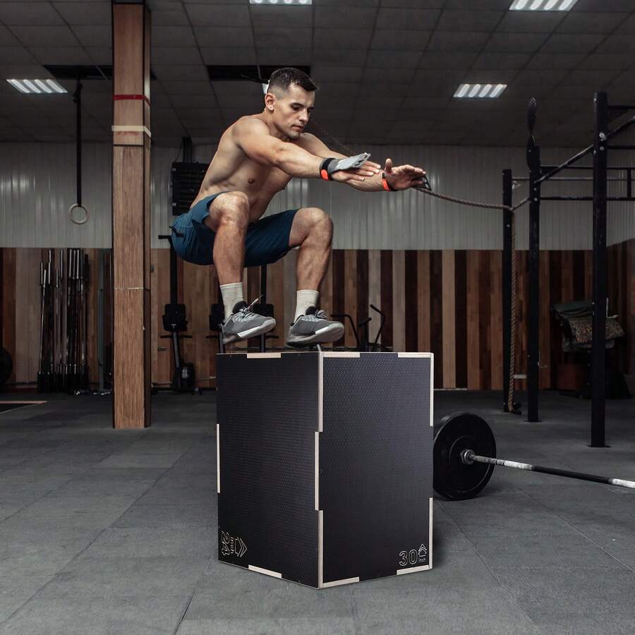 Caja de salto pliométrica 3 en 1, caja de salto de madera de 30/24/20 pulgadas, caja de agilidad y plataforma para saltos, caja de ejercicios de fitness antideslizante para entrenamiento en el gimnasio en casa, entrenamiento de fuerza y acondicionamiento, color negro - 30/24/20 pulgadas - Ver 1