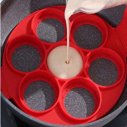 1pc The Silicone Mold For The Frying Pan And Pancake Maker Can Be Used To Make Fried Eggs, Pancakes, Chocolates, As Well As Molds In Heart-Shaped, Square, Plum Blossom, Circular And Other Shapes. It Is Heat-Resistant, Easy To Clean, Has A Long Lifespan, And Is
