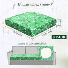Newwiee 8Pcs Patio Cushion Covers Stretch Outdoor Cushion Cover Replacement For Patio Furniture Sofa Couch Slipcovers, Soft Flexibility Washable Furniture Protector(Monstera,Green),One-Size,GreenMonstera - 綠怪獸 - 查看 3