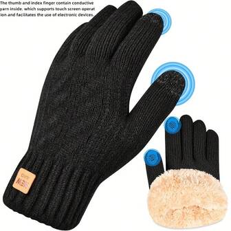 Unisex Warm Winter Gloves, Touch Screen Supported - Double-Layer Thickened Velvet, Elastic Fit, Full Finger Design, Suitable For Running, Skiing, Cycling, Cold Weather Gear, Fashionable Glove Design, Durable Glove Material
