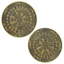 1/3Pcs Nordic Viking Pirate Solomon Guidepost Compass Bronze Coin Commemorative Medal Talisman Souvenir Crafts - Bronze - View 3