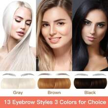 Eyebrow Tattoo Stickers 84 Pairs 8 Sheets Eyebrow Temporary Tattoo Peel Off Sticker Waterproof 6D Hair-Like False Instant Transfer False Brows#Hometown Store - BlackGray - 查看 3
