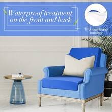 Newwiee 8Pcs Patio Cushion Covers Stretch Outdoor Cushion Cover Replacement For Patio Furniture Sofa Couch Slipcovers, Soft Flexibility Washable Furniture Protector(Waterproof Pure,Royal Blue),One-Size,RoyalBlueWaterproofPure - 皇家藍防水純 - 查看 5