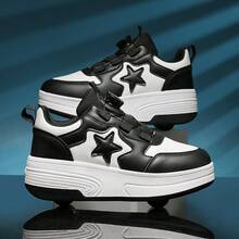 夏季青少年学生成人情侣潮流时尚透气低帮运动鞋双轮户外运动溜冰鞋男女