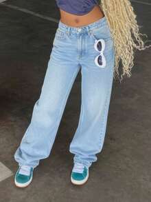 MYOURSA Women's Casual Distressed Vintage Straight Leg Jeans