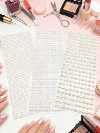 白色珍珠美颜贴纸、亮珍珠化妆贴纸、珍珠塑料化妆贴纸、珍珠脸部装饰贴纸、美人鱼装扮贴纸、水钻脸部贴纸