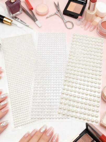 White Pearl Beauty Stickers, Bright Pearl Makeup Stickers, Pearl Plastic Makeup Stickers, Pearl Face Decoration Stickers, Mermaid Dress Up Stickers, Rhinestone Stickers For Face