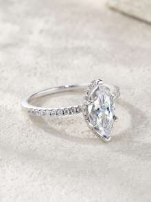 925纯银莫桑石戒指，女士款，低过敏性，高端订婚/结婚戒指，情人节/生日礼物，防氧化礼盒包装 - 戒指 - 查看 7