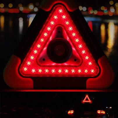 LED Emergency Warning Triangle, Rechargeable Portable Flashing LED Warning Triangle Light With 4 Modes, Safety Hazard Light For Car Truck RV Vehicle Roadside, Batteries Not Included