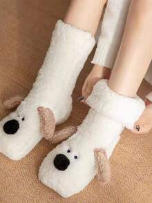 1/2/3 Pairs Autumn/Winter New Cartoon Cute Puppy Plush Coral Fleece Warm House Floor Sleep Children Socks - Multicolor - View 7