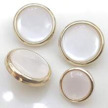 15/25/35/50pcs Pearlescent Hand-Sewn Gold-Edged Round Buttons, Cat Eye Coat Shirt Fasteners - Multicolor - View 2